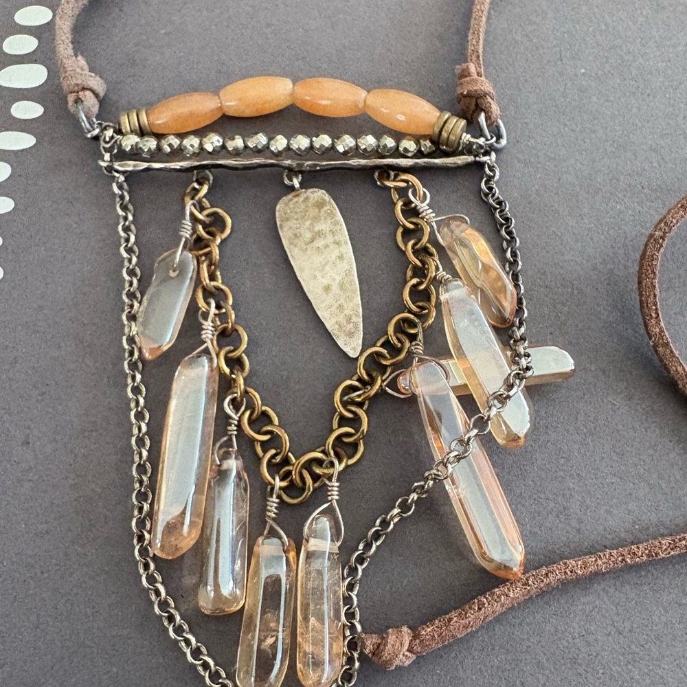 Silpada Brown and Brass Sedona Bohemian Charm Necklace on Cord - Picture 4 of 4